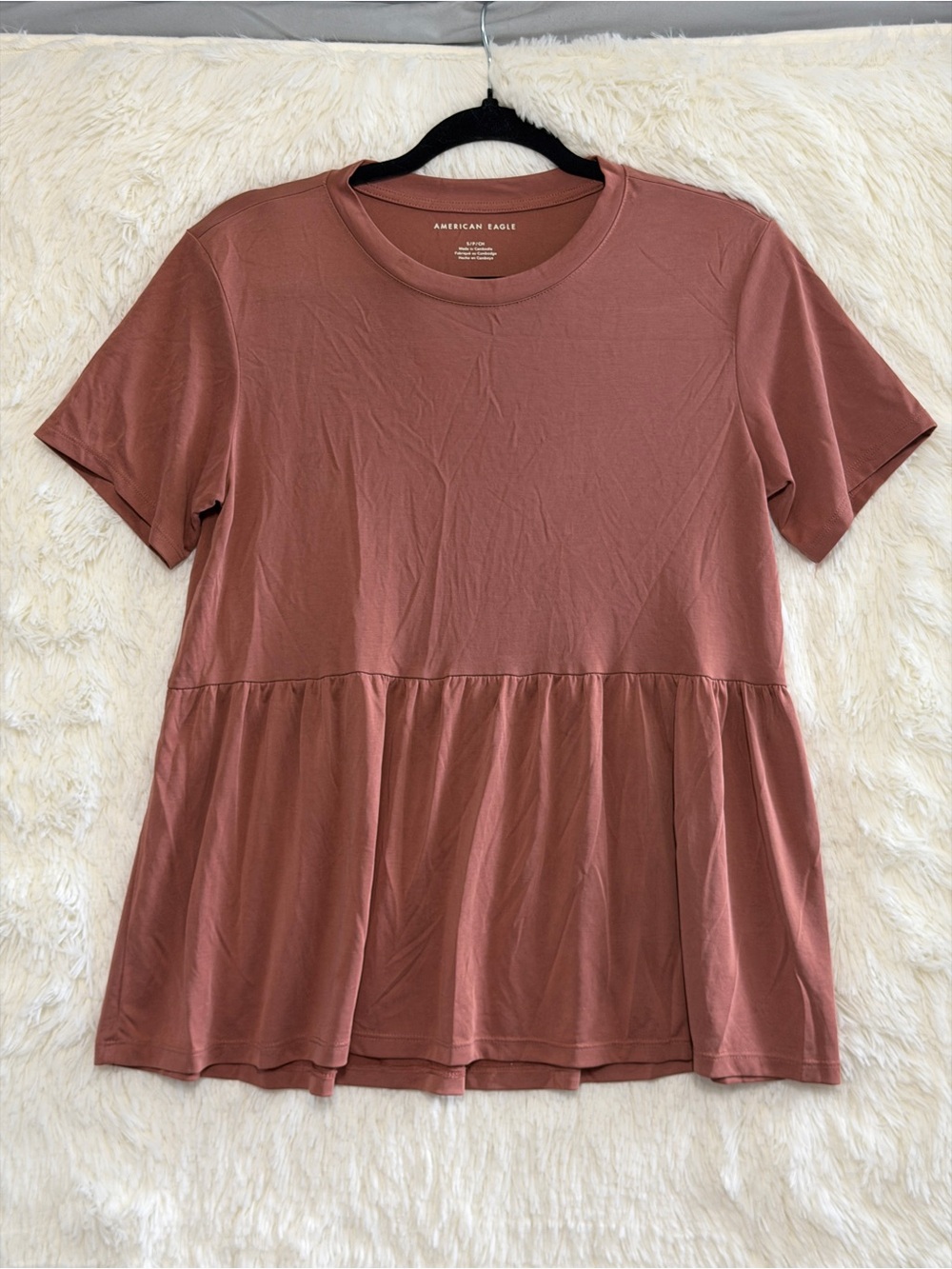American Eagle Womens Boho Casual Modal Blend Peplum Top Size S Cottagecore READ